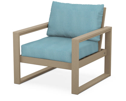 POLYWOOD® EDGE Club Chair in Vintage Sahara / Lattice Sky Blue
