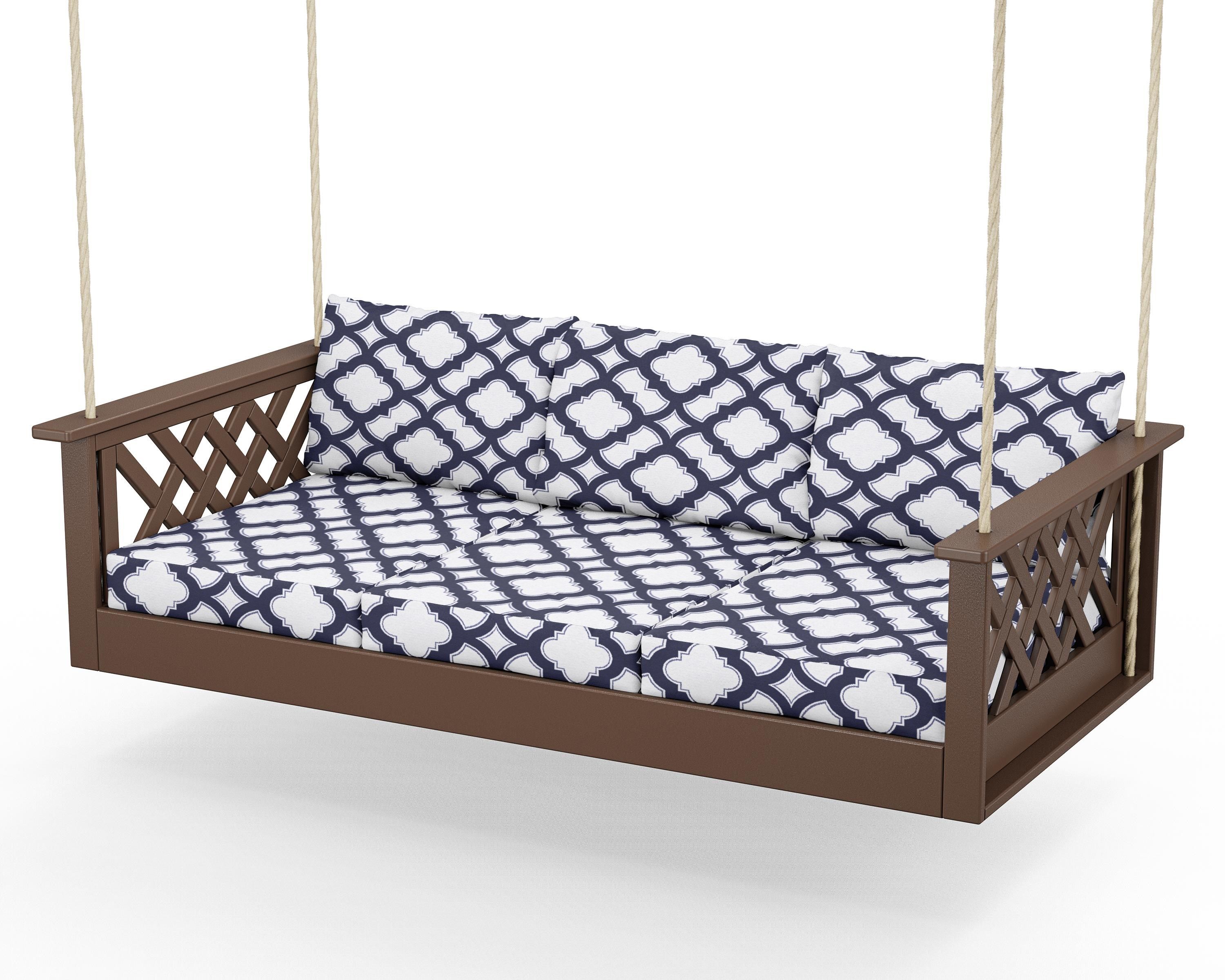 Country Living Wovendale Daybed Swing in Mahogany / Trellis Navy