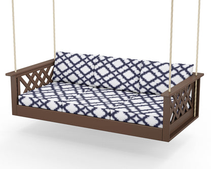 Country Living Wovendale Daybed Swing in Mahogany / Trellis Navy