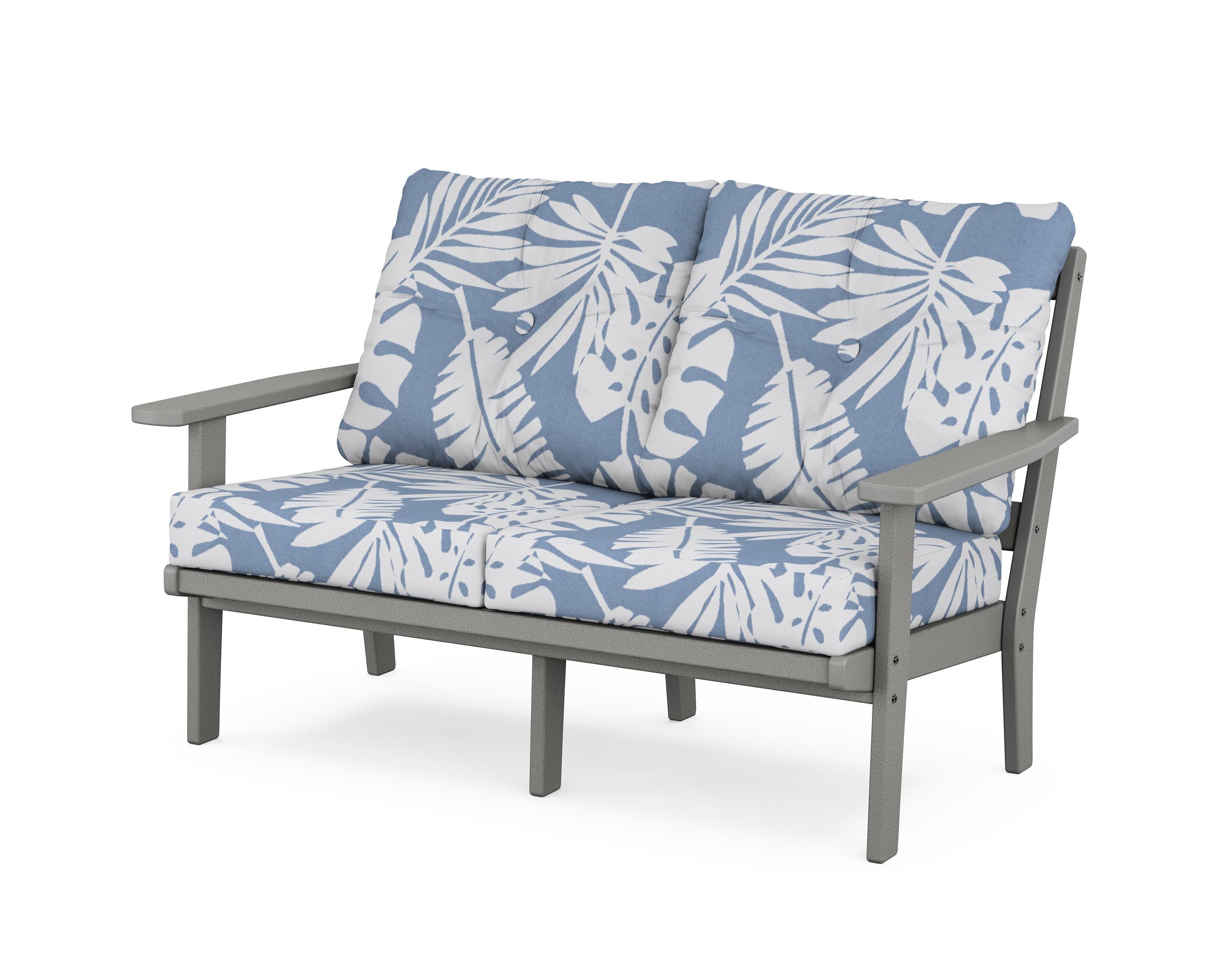 POLYWOOD® Prairie Deep Seating Loveseat in Slate Grey / Leaf Sky Blue
