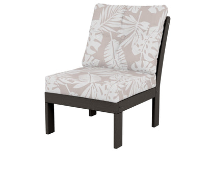 POLYWOOD® Vineyard Modular Armless Chair in Vintage Coffee / Leaf Dune Burlap