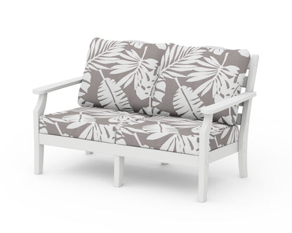 Draper James™ by  POLYWOOD® Savannah Deep Seating Loveseat in White / Leaf Grey Mist