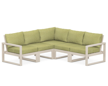 POLYWOOD® EDGE 5-Piece Modular Deep Seating Set in Sand / Chartreuse Boucle