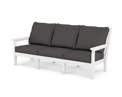 POLYWOOD® Chippendale Deep Seating Sofa in White / Ash Charcoal