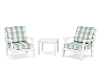 Country Living Wovendale 3-Piece Deep Seating Set in White / Buffalo Plaid Glacier Spa