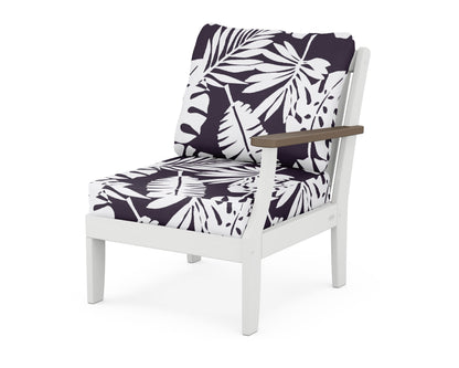 POLYWOOD® Braxton Modular Right Arm Chair in White / Kona / Leaf Navy