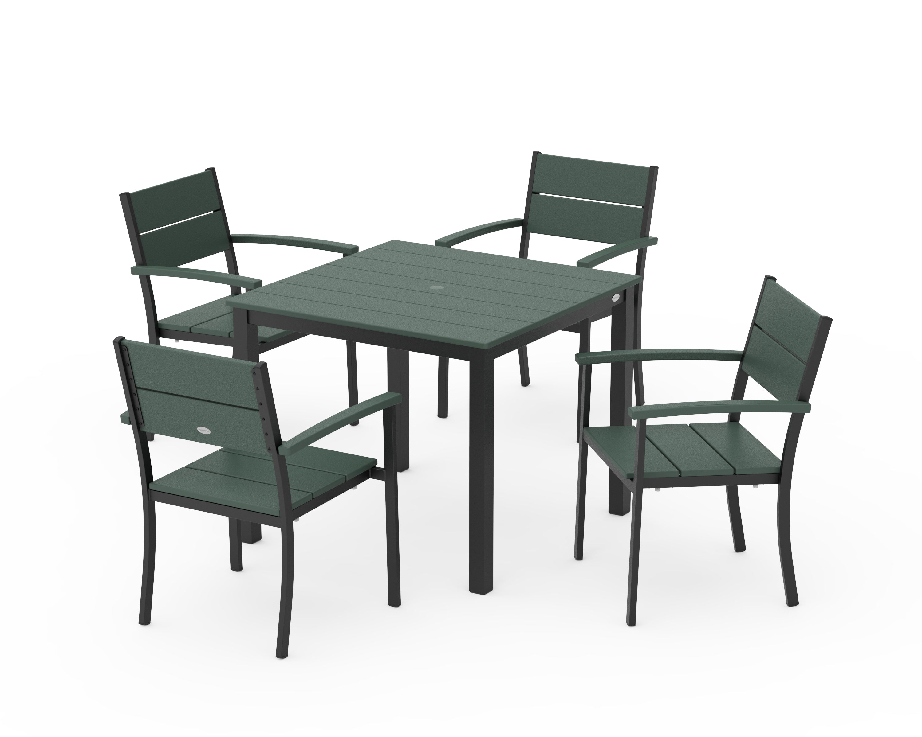 POLYWOOD® Main Street 5-Piece Dining Set in Black / Green