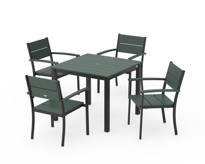 POLYWOOD® Main Street 5-Piece Dining Set in Black / Green