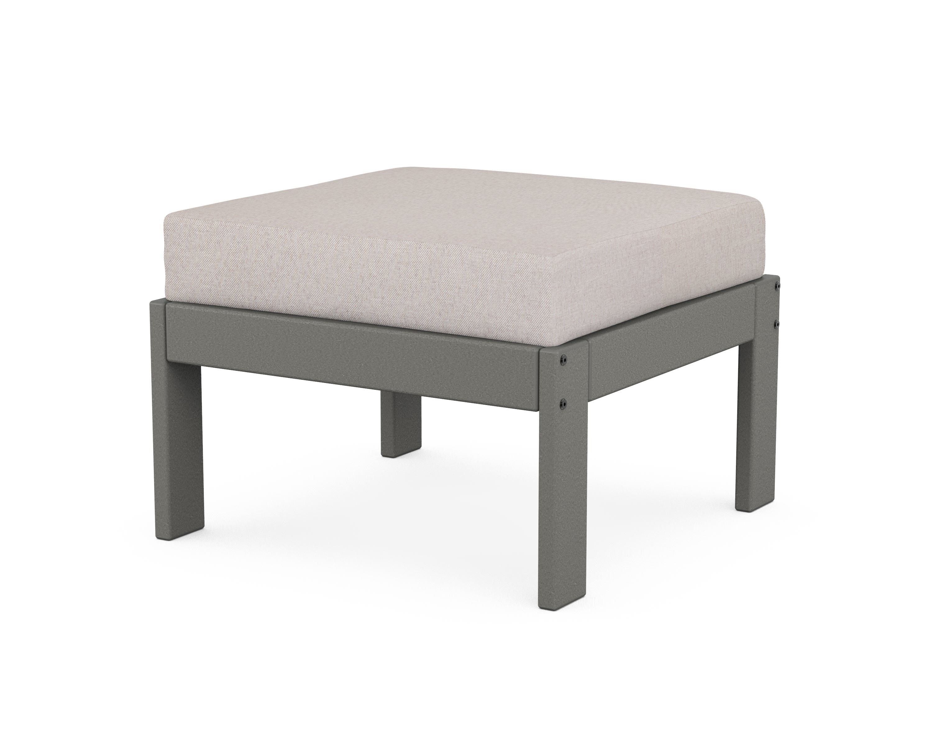 POLYWOOD® Vineyard Modular Ottoman in Slate Grey / Dune Burlap
