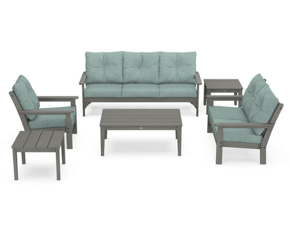 POLYWOOD® Vineyard 6-Piece Deep Seating Set in Slate Grey / Glacier Spa