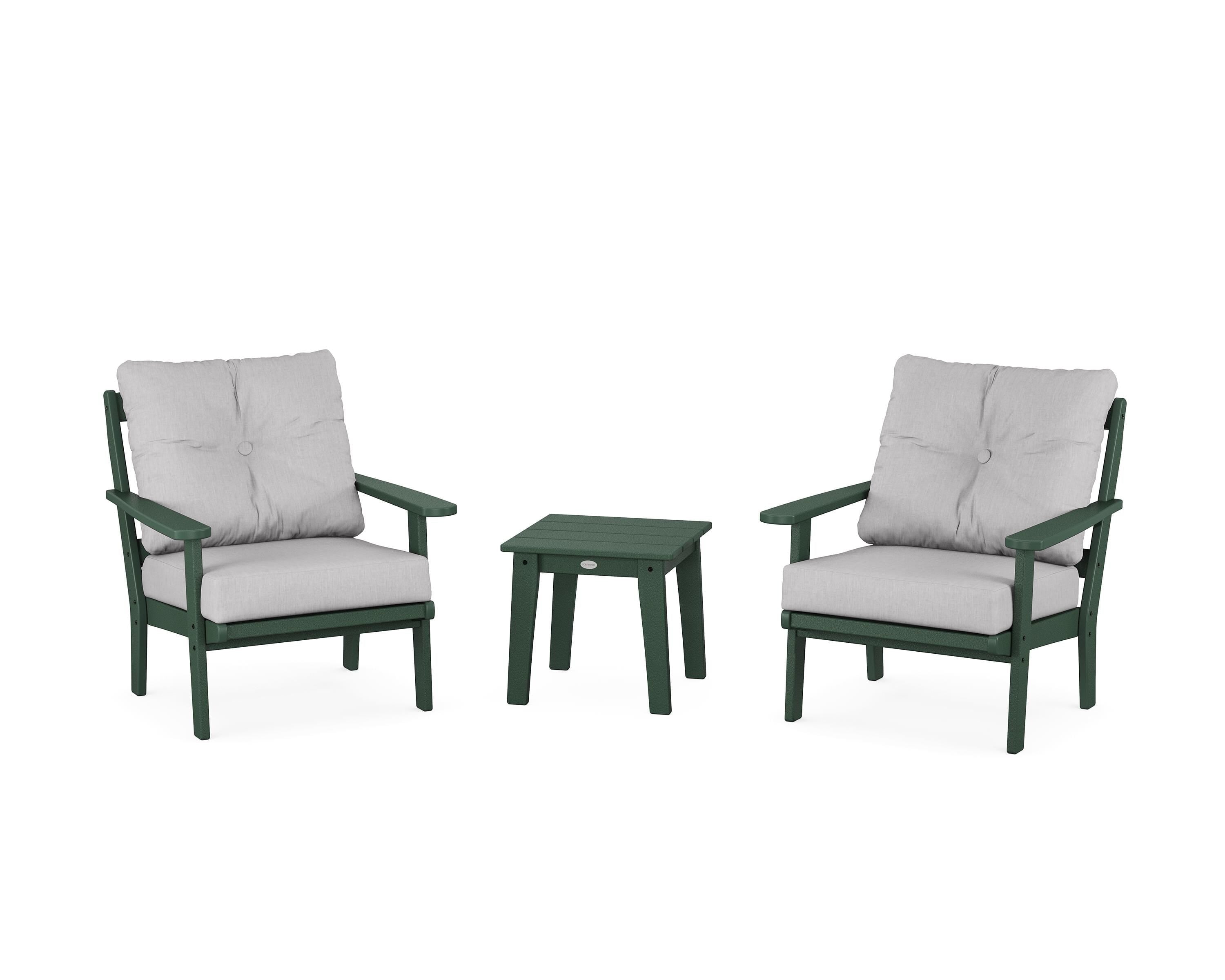 POLYWOOD® Mission 3-Piece Deep Seating Set in Green / Granite