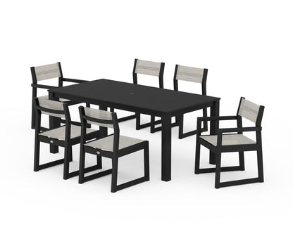 POLYWOOD® EDGE Sling 7-Piece Parsons Dining Set in Black / Birch Sling