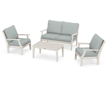 POLYWOOD® Braxton 4-Piece Deep Seating Chair Set in Sand / Spa