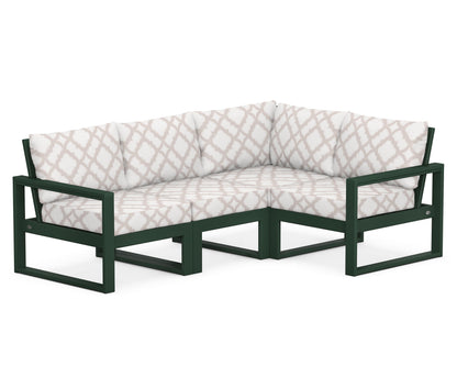 POLYWOOD® EDGE 4-Piece Modular Deep Seating Set in Green / Trellis Dune Burlap