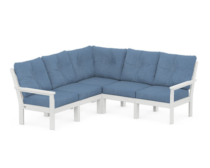 POLYWOOD® Vineyard 5-Piece Sectional in White / Sky Blue
