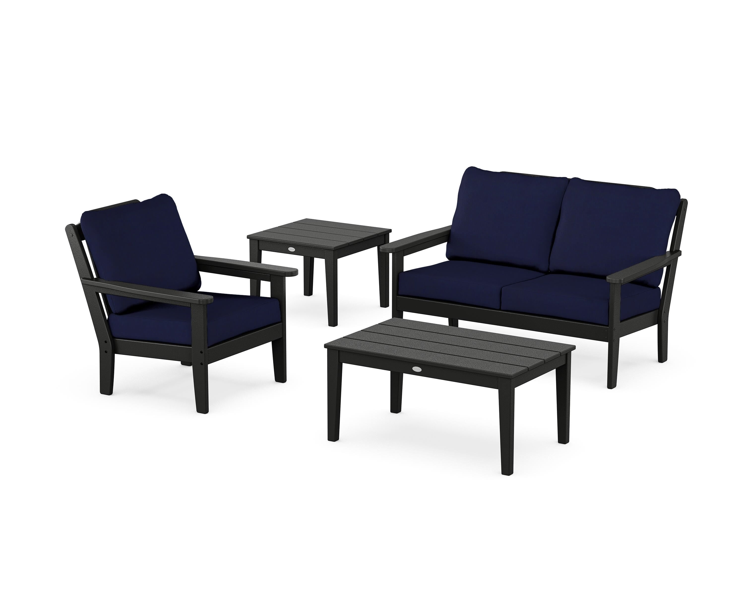 Country Living Wovendale 4-Piece Deep Seating Set in Black / Navy