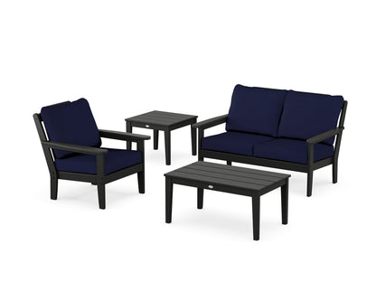 Country Living Wovendale 4-Piece Deep Seating Set in Black / Navy