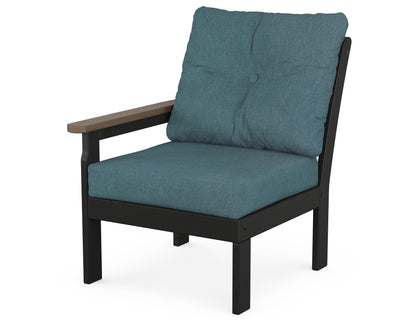 POLYWOOD® Vineyard Modular Left Arm Chair in Black / Kona / Ocean Teal