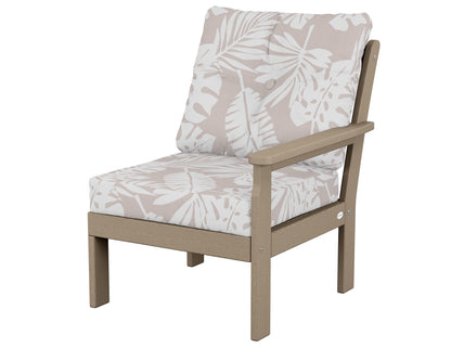 POLYWOOD® Vineyard Modular Right Arm Chair in Vintage Sahara / Leaf Dune Burlap