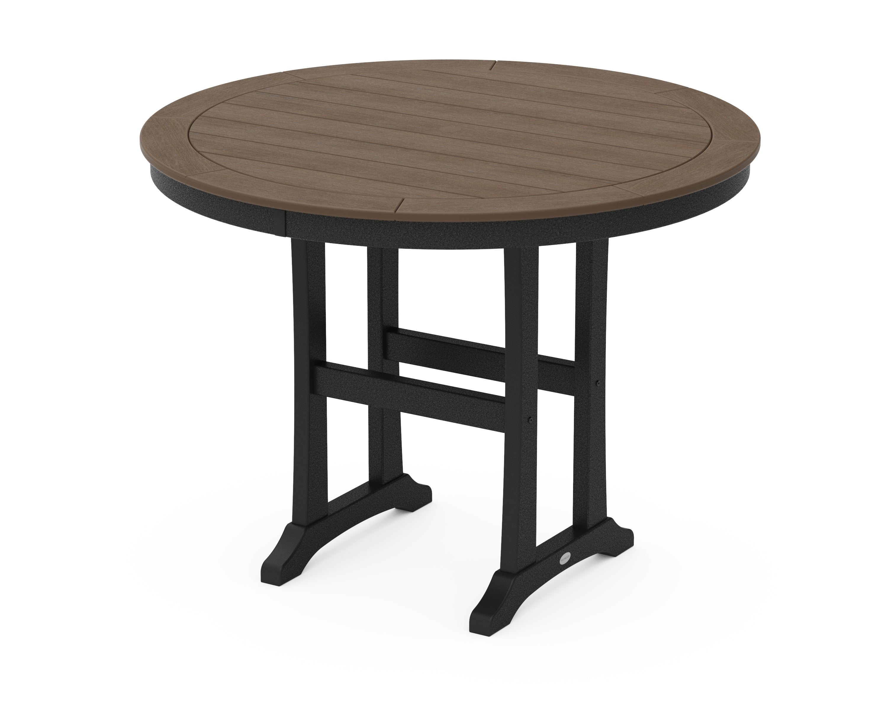 POLYWOOD® Nautical Trestle 48" Round Counter Table in Black / Kona