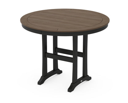 POLYWOOD® Nautical Trestle 48" Round Counter Table in Black / Kona