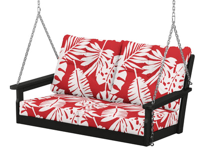 POLYWOOD® Vineyard Deep Seating Swing in Black / Leaf Crimson