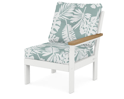 POLYWOOD® Vineyard Modular Right Arm Chair in White / Natural / Leaf Glacier Spa