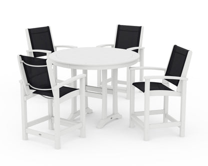 POLYWOOD® Coastal 5-Piece Counter Set in White / Black Sling