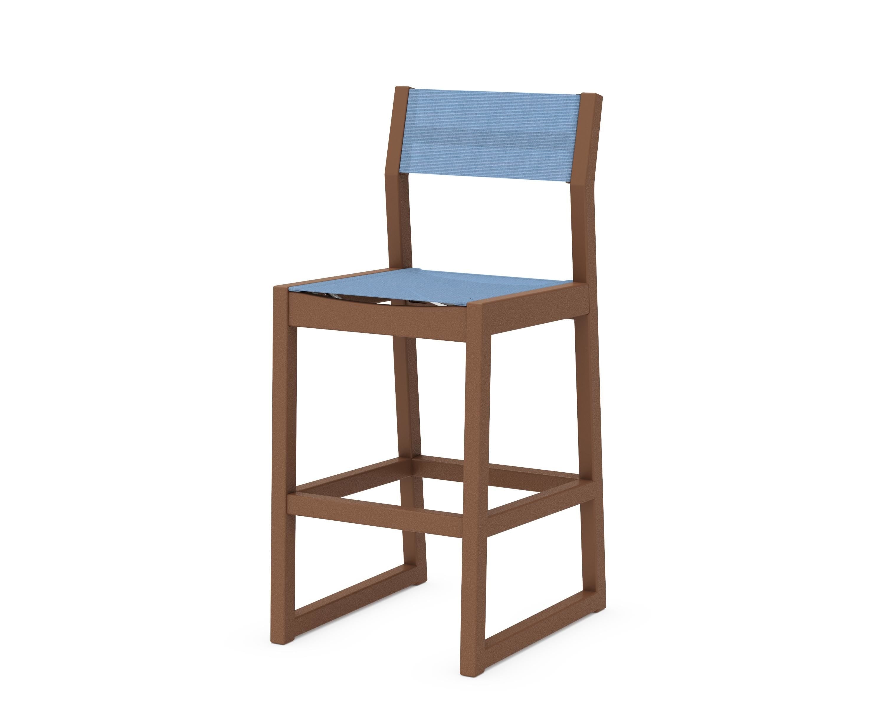 POLYWOOD® EDGE Sling Bar Side Chair in Teak / Poolside Sling