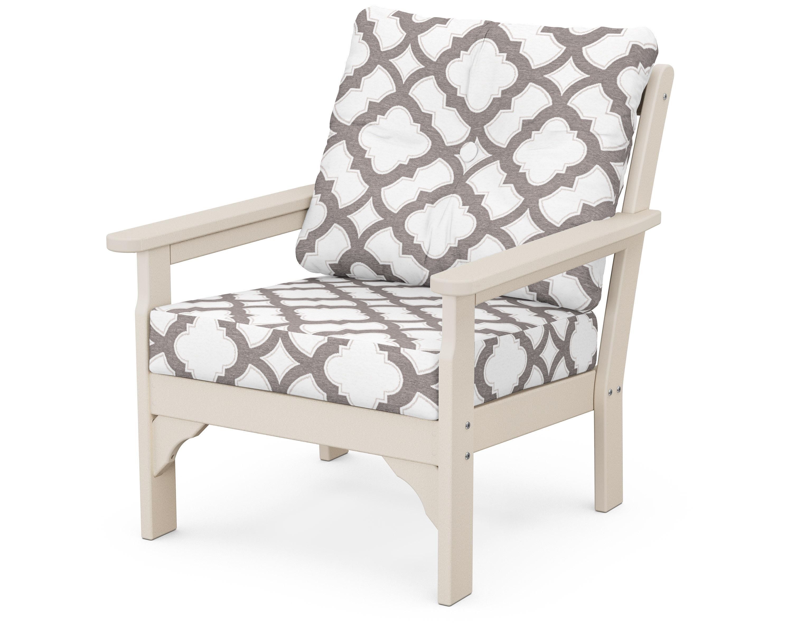 POLYWOOD® Vineyard Deep Seating Chair in Sand / Trellis Grey Mist