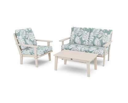 POLYWOOD® Lakeside 3-Piece Deep Seating Set in Sand / Leaf Glacier Spa