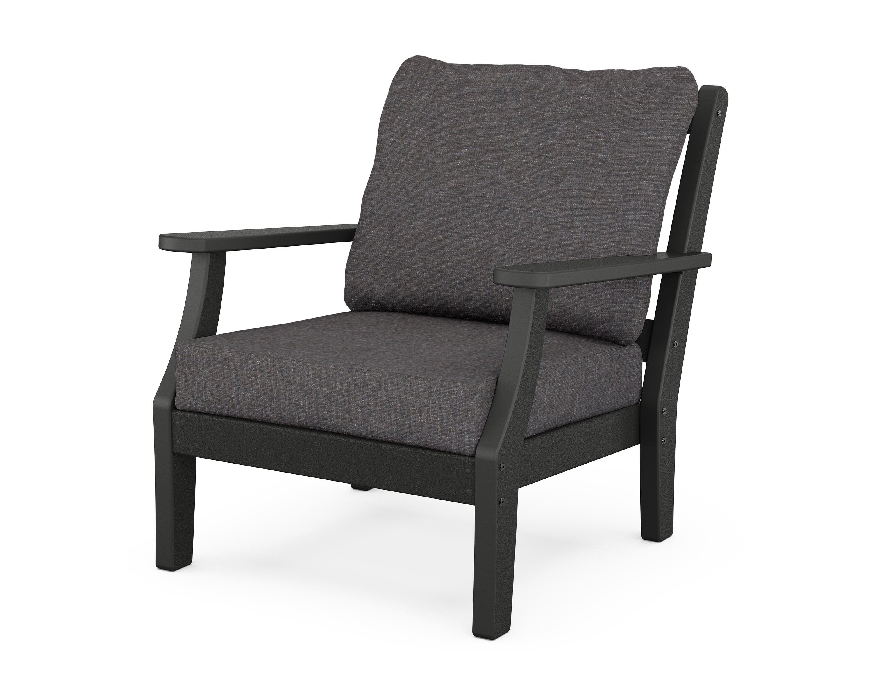 Martha Stewart by POLYWOOD® Chinoiserie Deep Seating Chair in Black / Ash Charcoal