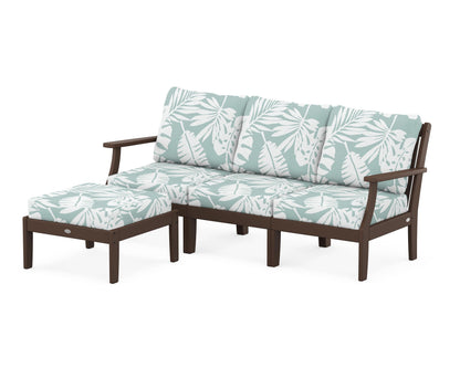 POLYWOOD® Braxton Modular 4-Piece Deep Seating Set with Ottoman in Mahogany / Leaf Glacier Spa
