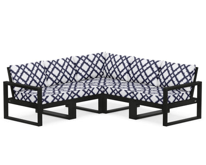 POLYWOOD® EDGE 5-Piece Modular Deep Seating Set in Black / Trellis Navy
