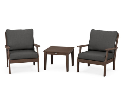 POLYWOOD® Braxton 3-Piece Deep Seating Set in Mahogany / Spectrum Carbon