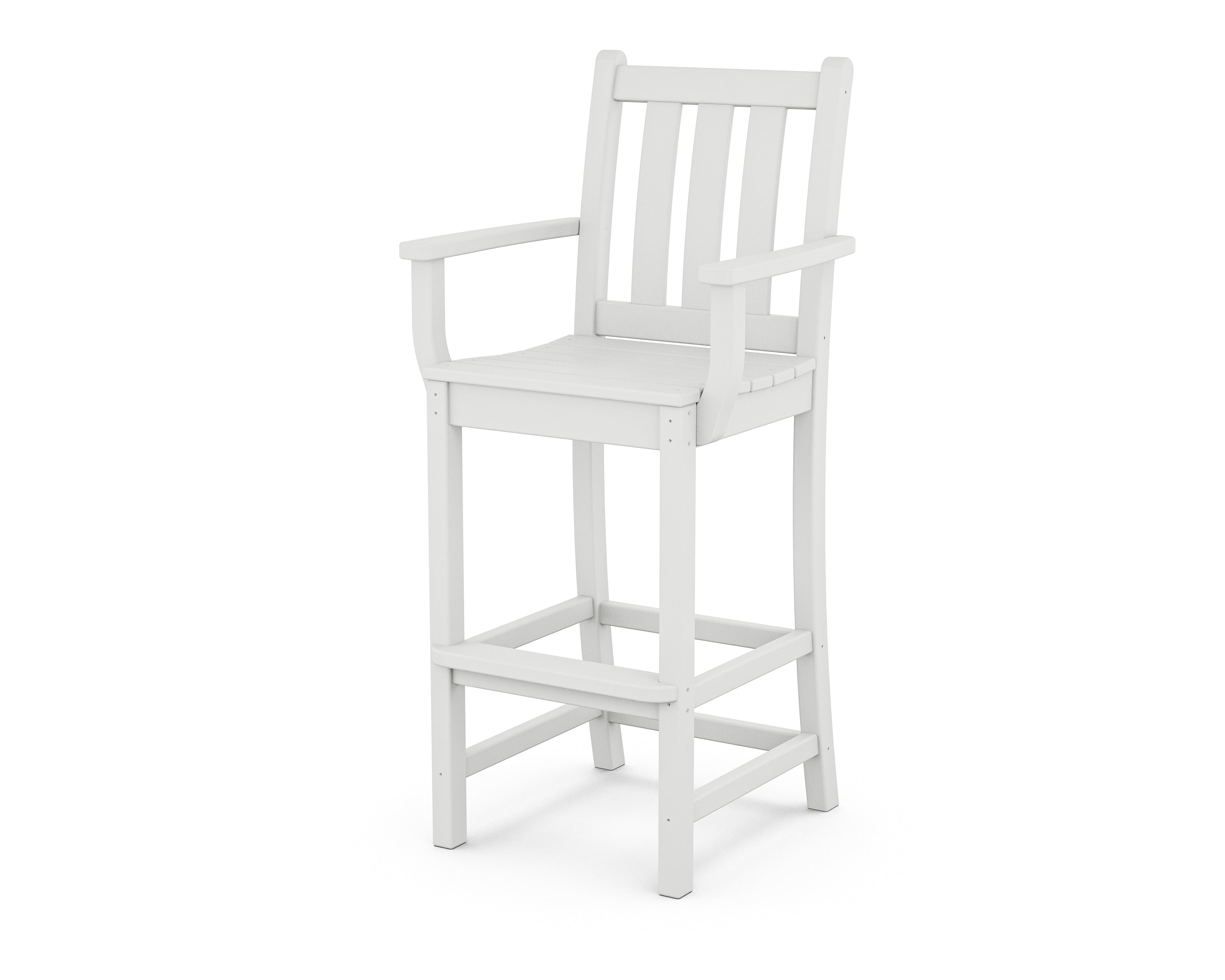 POLYWOOD® Traditional Garden Bar Arm Chair in White