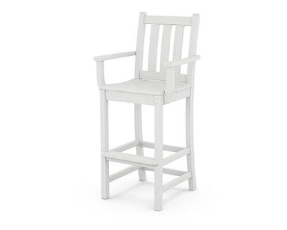 POLYWOOD® Traditional Garden Bar Arm Chair in White