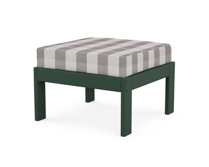 POLYWOOD® Vineyard Modular Ottoman in Green / Buffalo Plaid Grey Mist