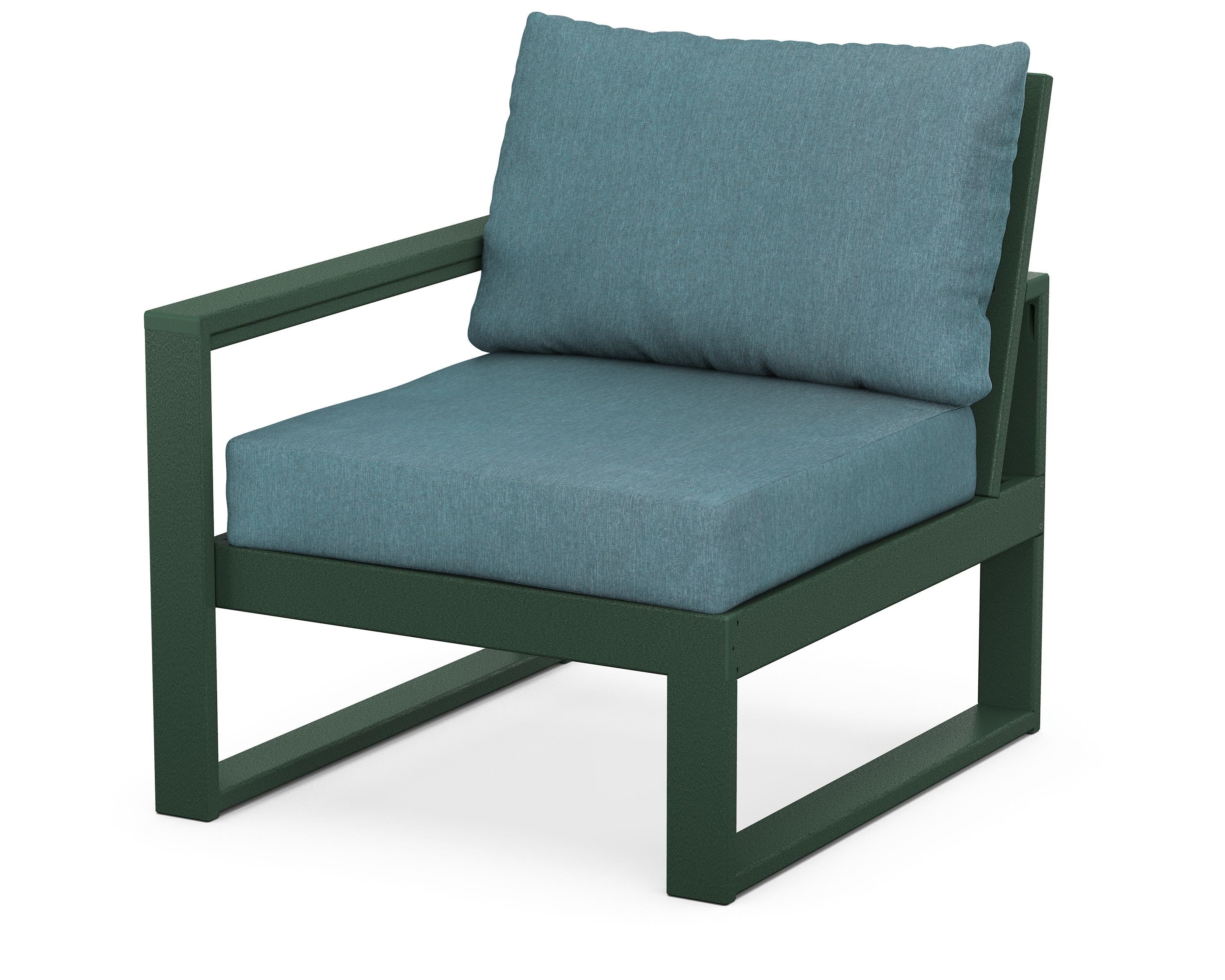 POLYWOOD® EDGE Modular Left Arm Chair in Green / Ocean Teal