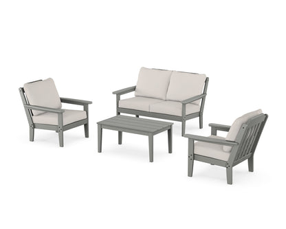 Country Living Cottage 4-Piece Deep Seating Set with Loveseat in Slate Grey / Cast Ash