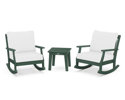 POLYWOOD® Braxton 3-Piece Deep Seating Rocker Set in Green / Natural