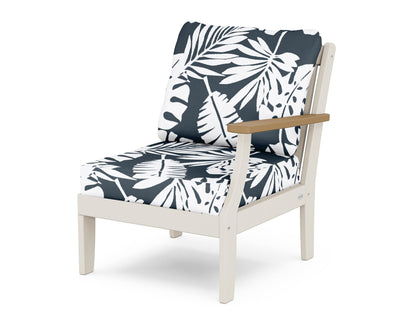 POLYWOOD® Braxton Modular Right Arm Chair in Sand / Natural / Leaf Marine Indigo