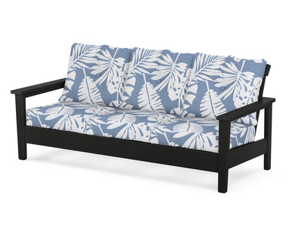 POLYWOOD® Prescott Deep Seating Sofa in Black / Leaf Sky Blue