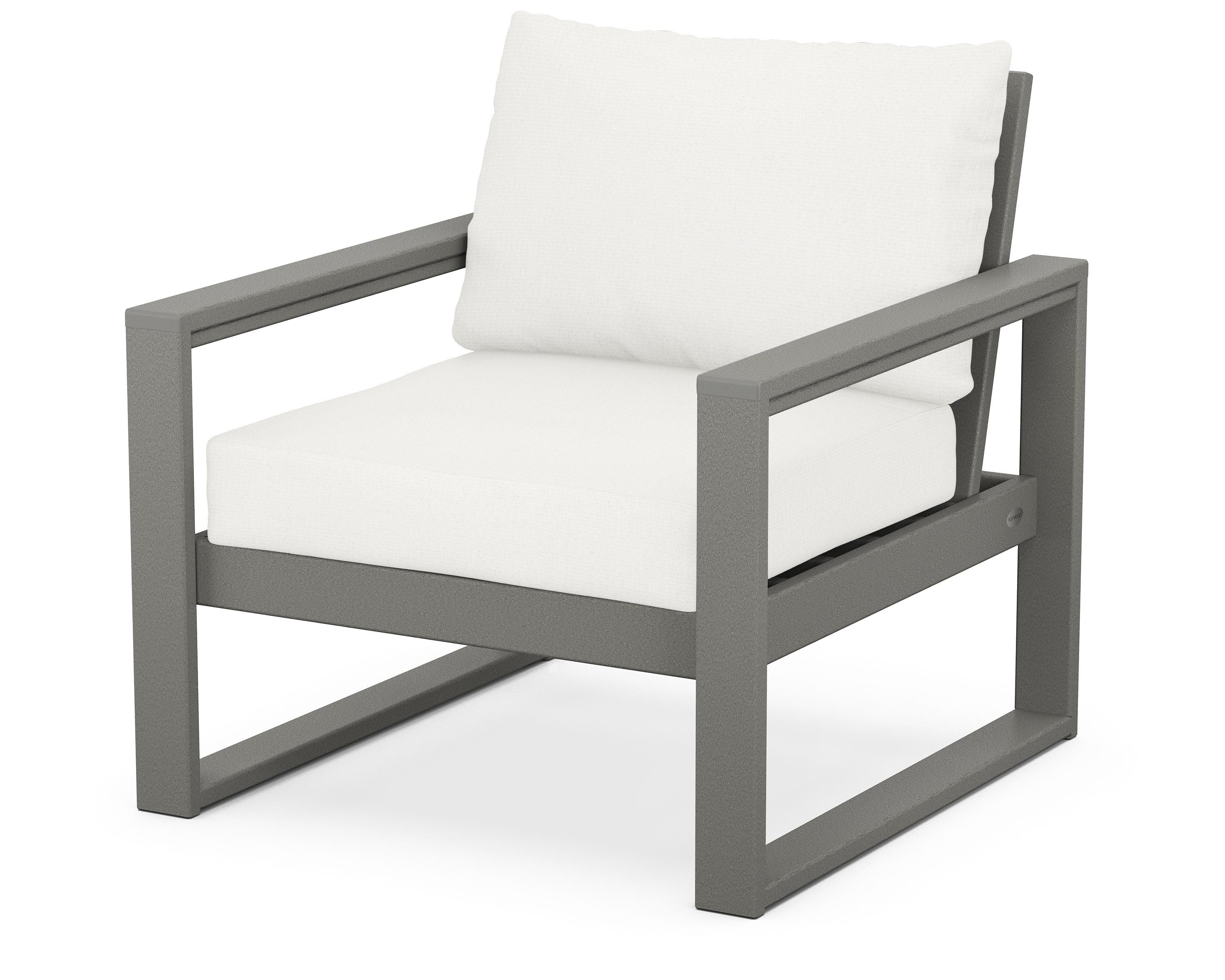 POLYWOOD® EDGE Club Chair in Slate Grey / Natural Linen