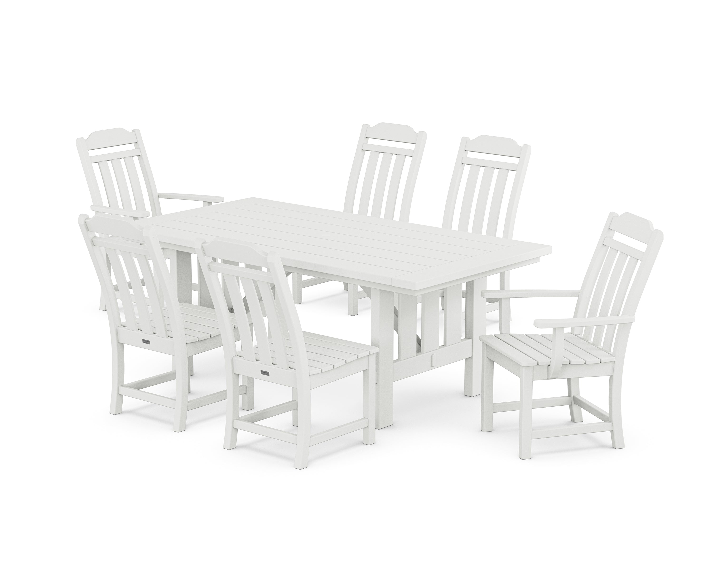POLYWOOD® Cottage 7-Piece Dining Set with Mission Table in White