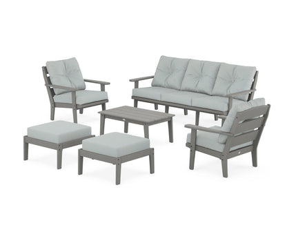 POLYWOOD® Lakeside 6-Piece Lounge Sofa Set in Slate Grey / Spa