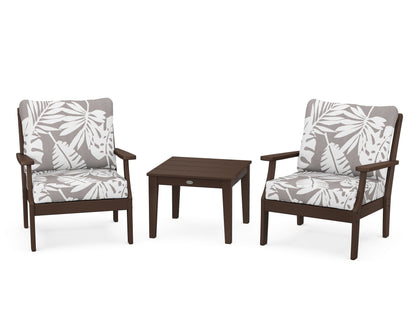 POLYWOOD® Braxton 3-Piece Deep Seating Set in Mahogany / Leaf Grey Mist