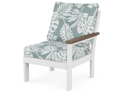 POLYWOOD® Vineyard Modular Right Arm Chair in White / Kona / Leaf Glacier Spa