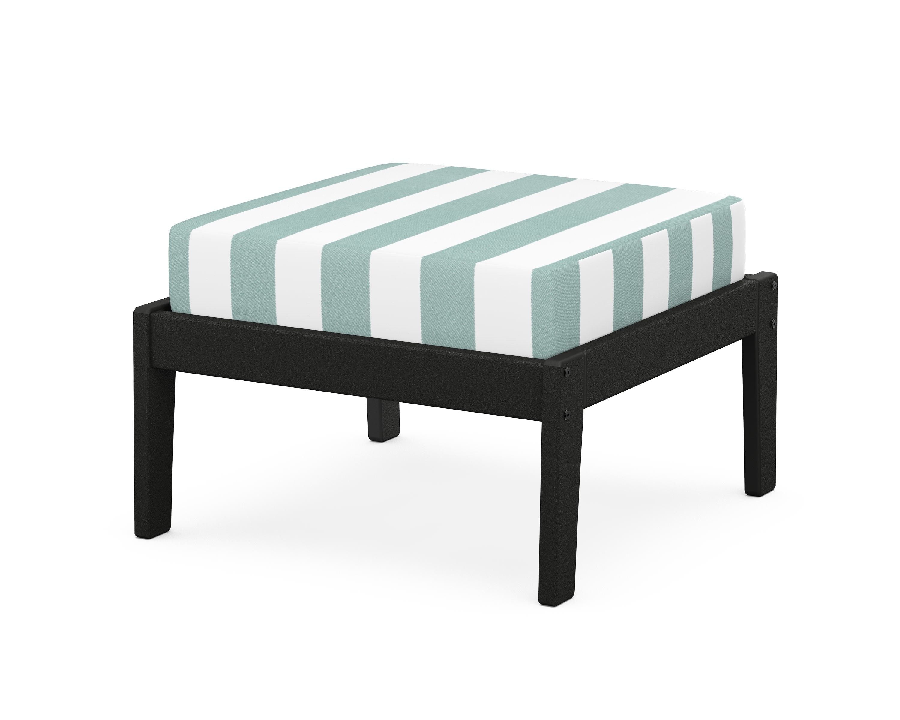 Unbranded Deep Seating Ottoman in Black / Cabana Stripe Glacier Spa