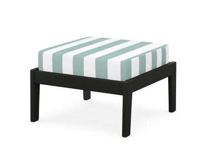 Unbranded Deep Seating Ottoman in Black / Cabana Stripe Glacier Spa